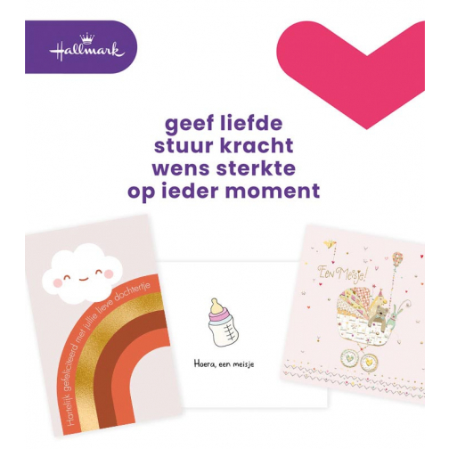 Hallmark navulset wenskaarten, geboorte dochter, pak van 6 stuks