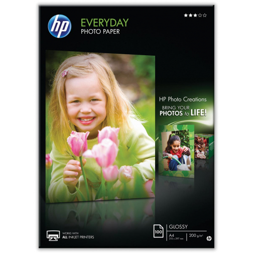 HP Everyday fotopapier ft A4, 200 g, pak van 100 vel, glanzend