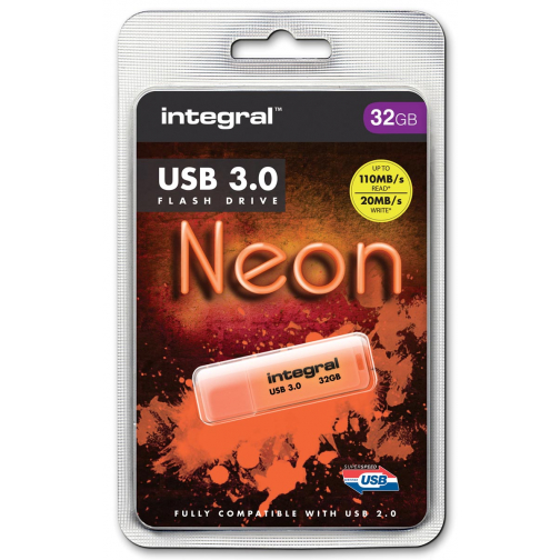 Integral Neon USB 3.0 stick, 32 GB, oranje