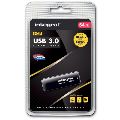 Integral USB stick 3.0, 64 GB, zwart