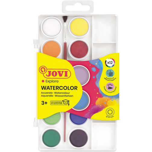 Jovi waterverf, doos met 12 napjes + penseel