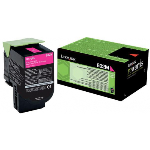 Lexmark Return Program toner 802, 1.000 pagina's, OEM 80C20M0, magenta