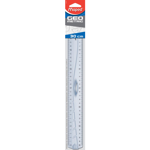 Maped decimeterlat Geometric driedubbele decimeter, 30 cm, transparant