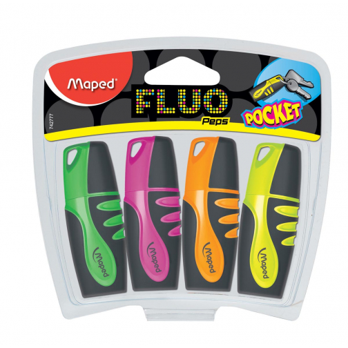 Maped Markeerstift Fluo'Peps Pocket Soft etui van 4 stuks