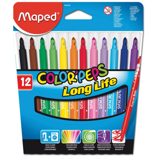 Maped Viltstift Color'Peps 12 stiften in een kartonnen etui