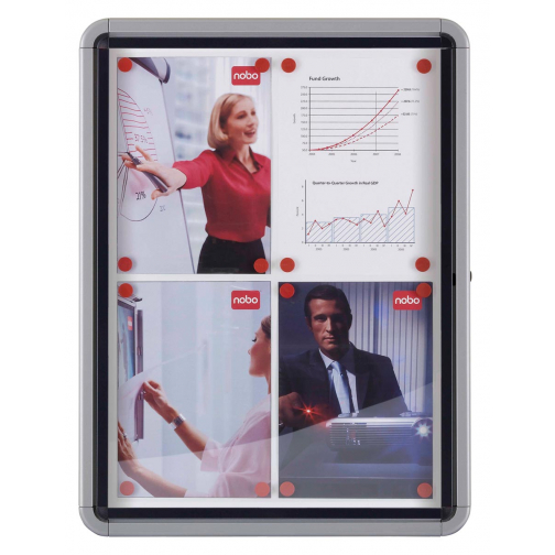 Nobo Premium Plus buitenvitrine, draaideur met slot, magnetisch, 9 x A4