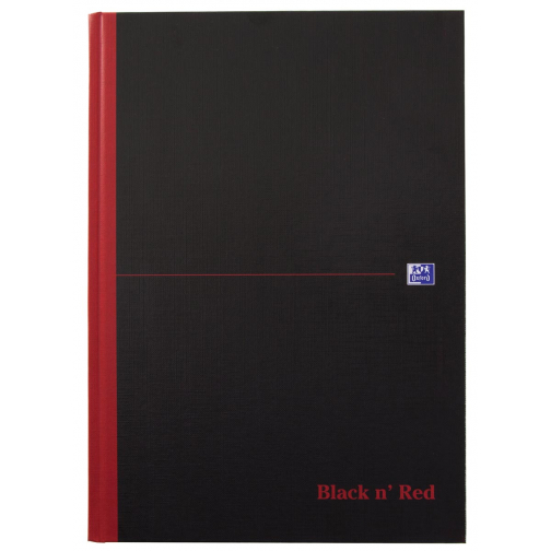 Oxford BLACK N' RED gebonden boek, 192 bladzijden, ft A4, geruit 5 mm