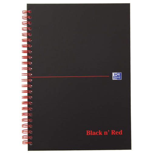 Oxford BLACK N' RED spiraalblok karton, 140 bladzijden ft A5, geruit 5 mm