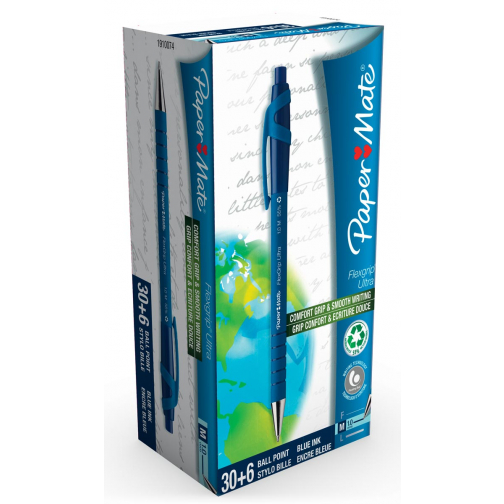 Paper Mate balpen Flexgrip Ultra RT blauw, doos 30 + 6 stuks gratis