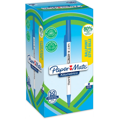 Paper Mate balpen Kilometrico, medium, doos van 50 stuks, blauw