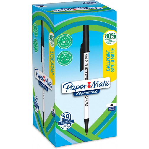 Paper Mate balpen Kilometrico, medium, doos van 50 stuks, zwart