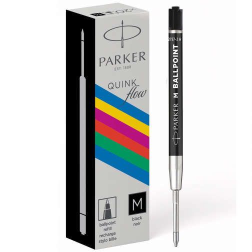 Parker ECO balpen navulling, medium, zwart, 20 stuks