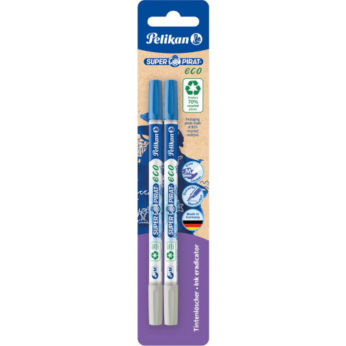 Pelikan Super Pirat Eco inktuitwisser, blister van 2 stuks