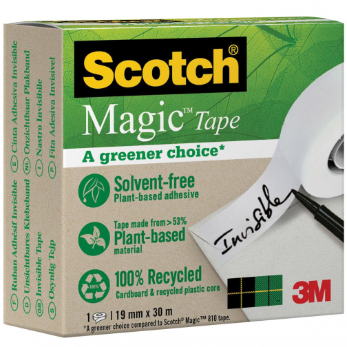 Plakband Magic Tape A greener choice ft 19 mm x 30 m, doos met 1 rolletje