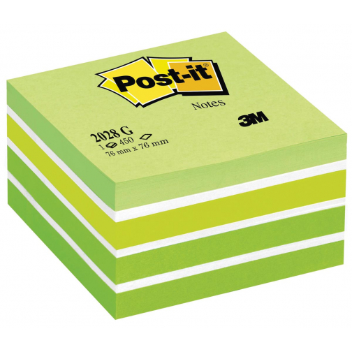 Post-It Notes kubus, 450vel, ft 76 x 76 mm, groen