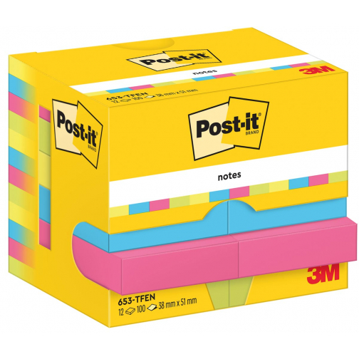 Post-It Notes Vitality, 100 vel, ft 38 x 51 mm, pak van 12 blokken