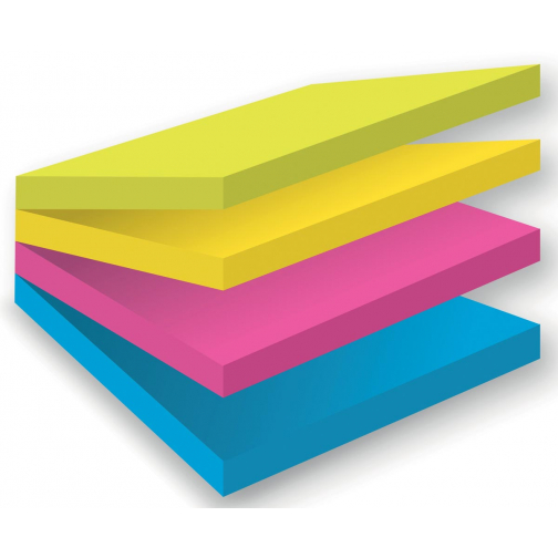 Post-it Super Sticky notes, 75 vel, ft 76 x 76 mm, blister van 4 blokken, geassorteerde kleuren