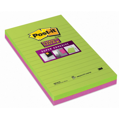 Post-it Super Sticky notes XXXL, 45 vel, ft 127 x 203 mm, geassorteerde kleuren, pak van 2 blokken