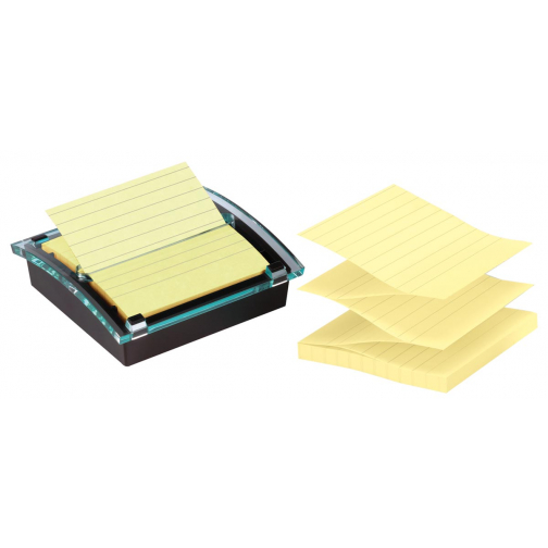 Post-it Super Stcicky Z-notes dispenser Millenium zwart, met 1 blok ft 101 x 101 mm gelijnd geel