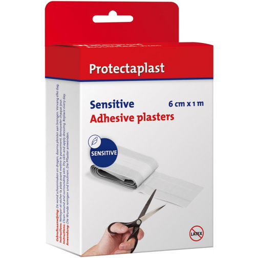 Protectaplast Sensitive pleister, ft 6 cm x 1 m, op rol