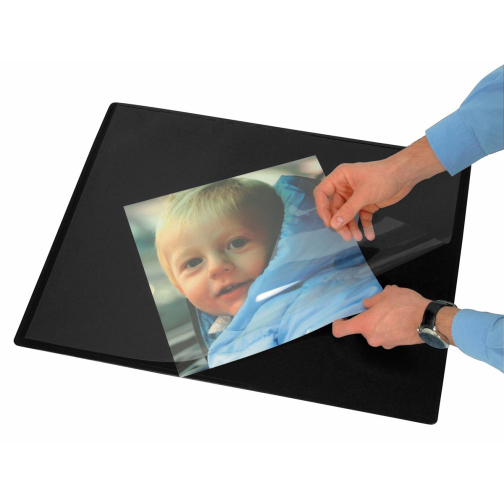 Q-CONNECT onderlegger, ft 63 x 50 cm, zwart, met folie