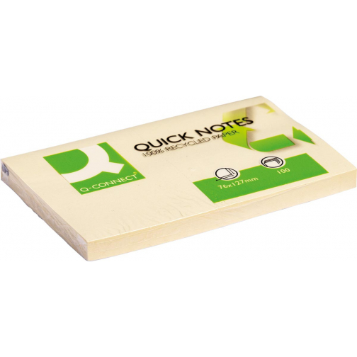 Q-CONNECT Quick Notes Recycled, ft 76 x 127 mm, 100 vel, geel