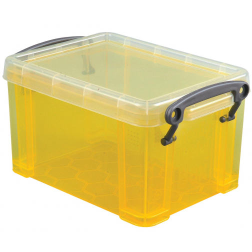 Really Useful Box 0,7 liter, transparant geel