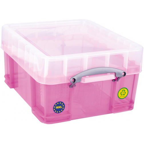 Really Useful Box opbergdoos 18 liter XL, transparant roze