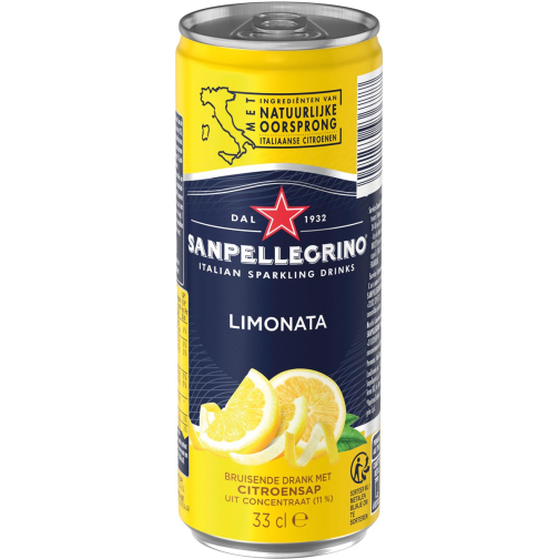 San Pellegrino limonade limonata, sleek blik van 33 cl, pak van 6 stuks