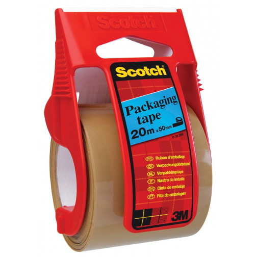 Scotch afroller met verpakkingsplakband, ft 50 mm x 20 m, bruin