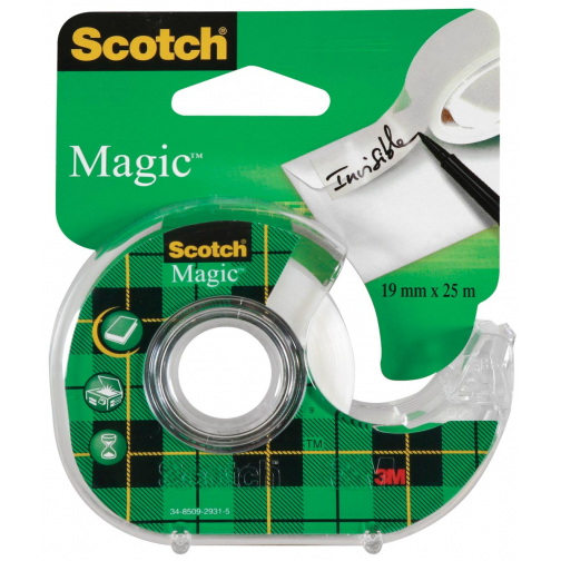 Scotch plakband Magic Tape ft 19 mm x 25 m, blister met dispenser en 1 rolletje