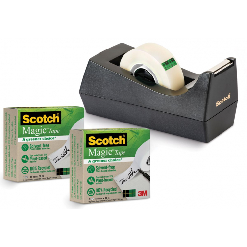 Scotch plakbandafroller C38 met 3 rolletjes ft 19 mm x 33 m