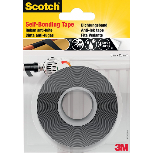 Scotch reparatieplakband anti-lek, ft 25 mm x 3 m, zwart, blisterverpakking