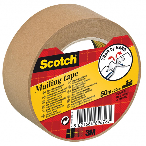 Scotch verpakkingsplakband, ft 50 mm x 50 m, papier, bruin