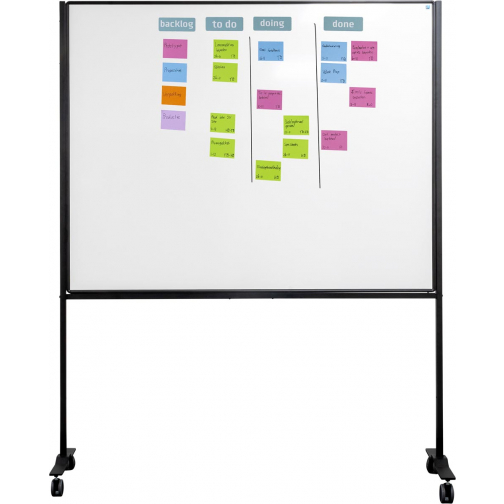 Smit Visual magnetisch whiteboard, verrijdbaar, gelakt staal, 120 x 150 cm