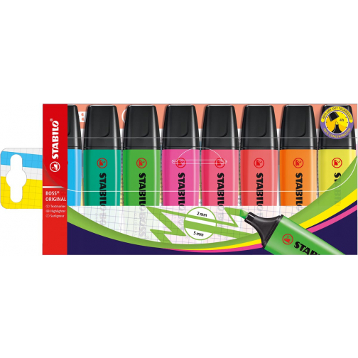 STABILO BOSS ORIGINAL markeerstift, etui van 8 stuks, assorti