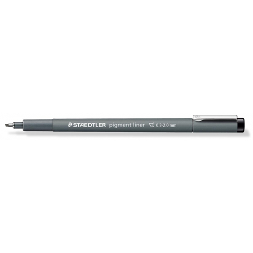 Staedtler pigment liner fineliner, beitelpunt, schrijfbreedte 2 mm, zwart