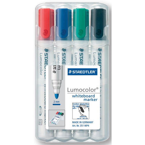 Staedtler Lumocolor whiteboardmarker etui van 4 stuks in geassorteerde kleuren