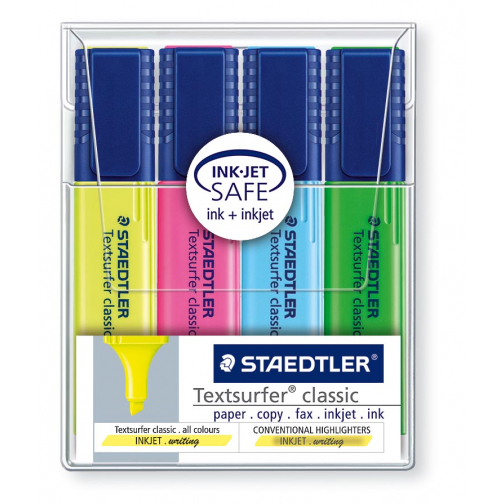 Staedtler Markeerstift Textsurfer Classic, etui van 4 stuks: geel, roze, blauw en groen