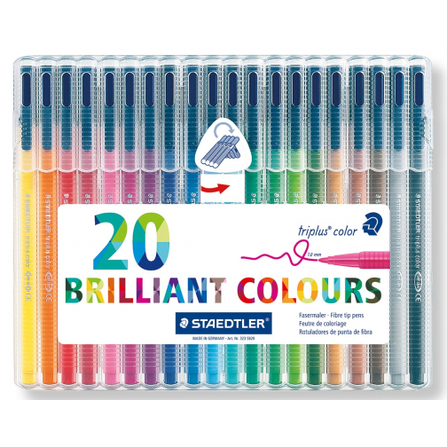 Staedtler viltstift Triplus Color, opstelbare box met 20 kleuren