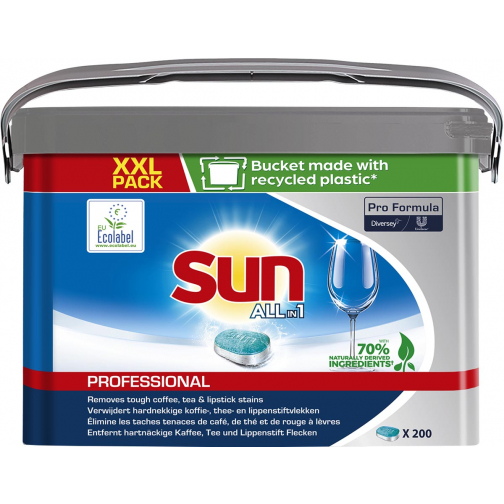 Sun Pro Formula All-in-one vaatwastabletten, emmer van 200 stuks