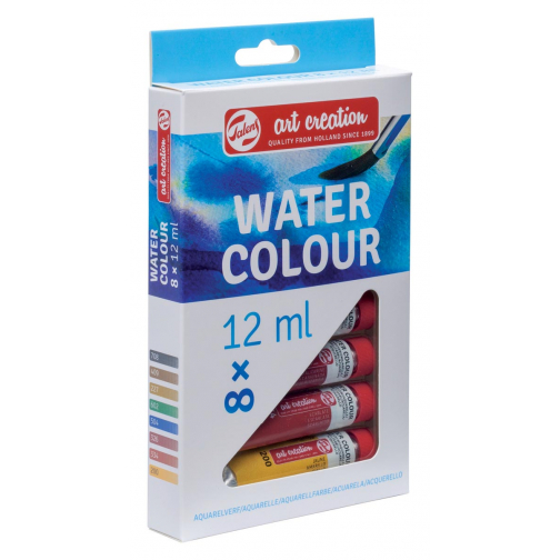 Talens Art Creation aquarelverf tube van 12 ml, set van 8 tubes in geassorteerde kleuren