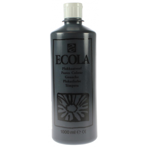 Talens Ecola plakkaatverf flacon van 1000 ml, zwart