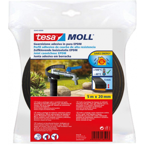Tesa Moll buisisolatie EPDM, 5 m x 20 mm, zwart