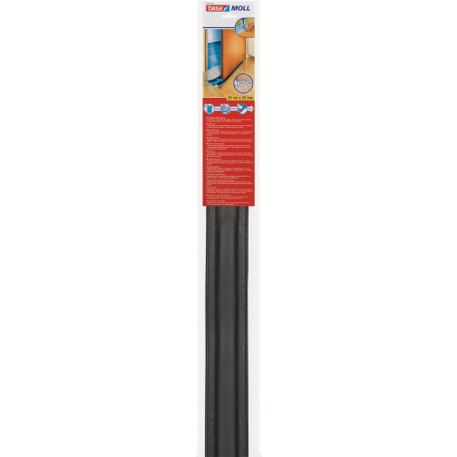 Tesa Moll dubbele tochtstrip, 95 cm x 25 mm, anthraciet