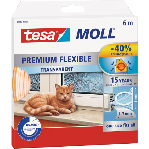 Tesa Moll Premium Flexible tochtstrip, 6 m, transparant