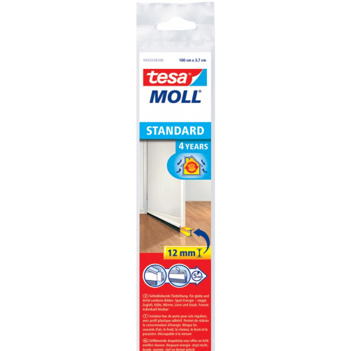 Tesa Moll Standard dorpelstrip voor effen vloer, 1 m x 37 mm, wit