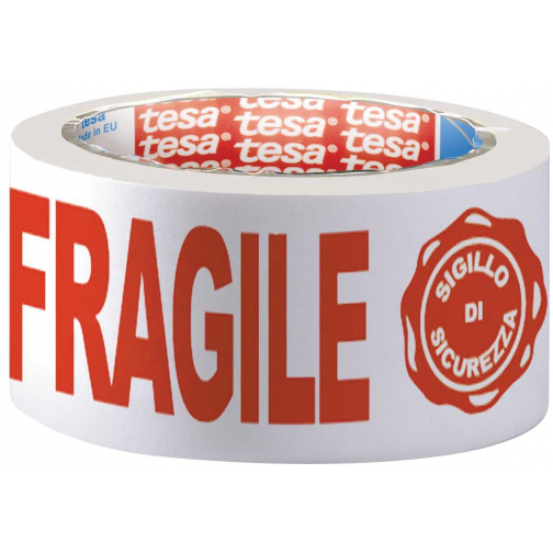 Tesa verpakkingsplakband: FRAGILE, ft 50 mm x 66 m