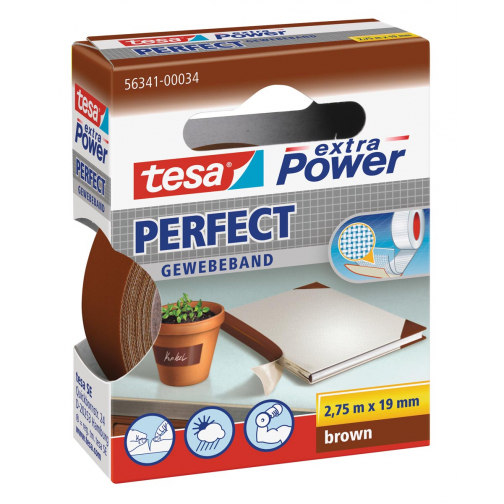 Tesa extra Power Perfect, ft 19 mm x 2,75 m, bruin