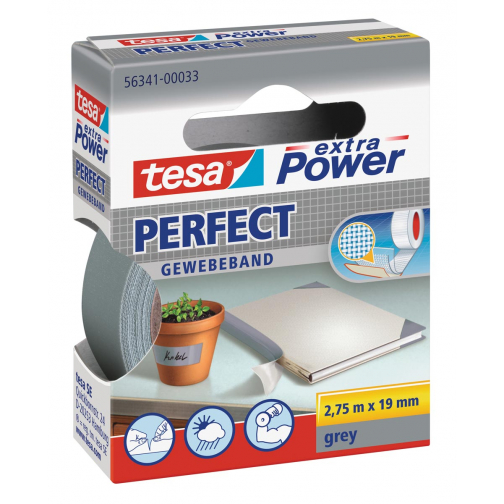 Tesa extra Power Perfect, ft 19 mm x 2,75 m, grijs